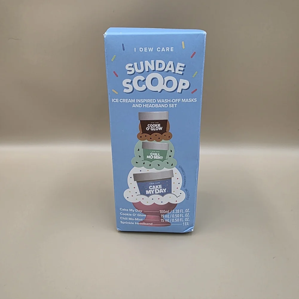 NIB I Dew Care Sundae Scoop Wash-Off Masks and Headband Set - Picture 2 of 3